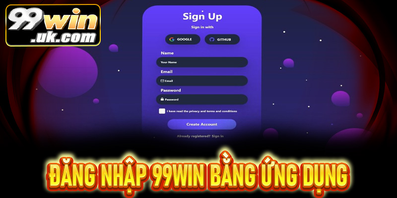 Đăng nhập 99win bằng ứng dụng trên điện thoại